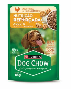 DOG CHOW ADULTOS SABOR FRANGO COM FILETES DE ARROZ 15X85G