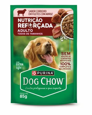 DOG CHOW ADULTOS SABOR CORDEIRO COM FILETES DE ARROZ 15X85G