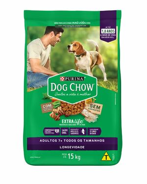 DOG CHOW EXTRALIFE ADULTOS 7+ SABOR CARNE E FRANGO 15KG