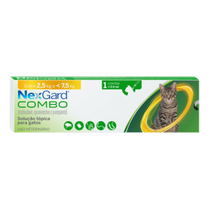 NEXGARD COMBO GATOS 0,9ML C/ 1 UNIDADE (DE 2,5 A 7,5 KG)