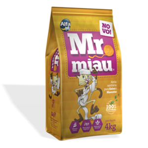 GRANULADO SANITARIO MR MIAU 5 PACOTES 4 KG