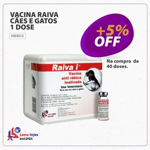 VACINA RAIVA CAES E GATOS 1 DOSE