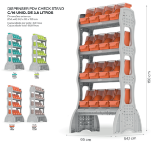 MOVEL PDV CHECK STAND 16 X 3,8 LITROS - CINZA