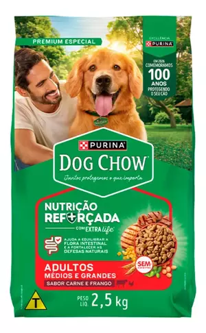 DOG CHOW EXTRALIFE ADULTOS MEDIOS E GRANDES 2,5KG